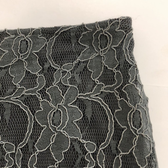 Melanie Lyne 2 Skirt Grey Lace Floral zipper Split hem Matching Top Excellent - Picture 4 of 8